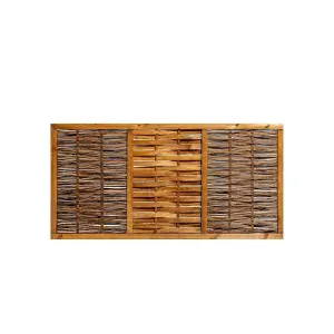 Primrose Premium Framed Fence Panel Bunched Willow Hurdle Hand Woven 1.82m x 0.90m