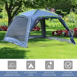 Outsunny Camping Tent Sun Shelter Shade for Garden Park Outdoor Dark Green