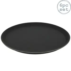 Argon Tableware - Round Non-Slip Serving Trays - 28cm - Black - Pack of 6