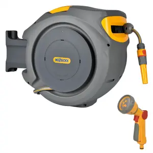 HOZELOCK 2401 Auto Reel Retractable Garden Hose 20M 2490 & 2679 Multi Spray Gun