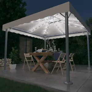 Berkfield Gazebo with LED String Lights 300x300 cm Cream Aluminium