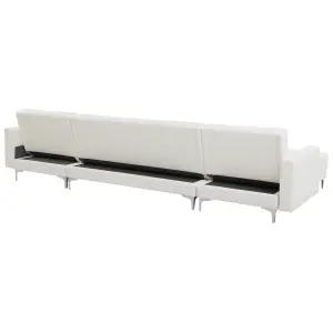 U-Shaped Sofa ABERDEEN White Faux Leather Reversible