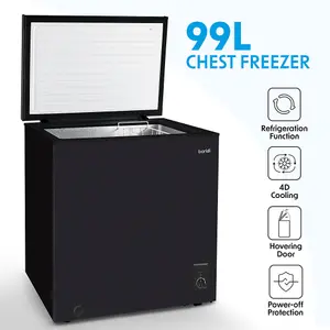 Stylish 99L Black Freestanding Chest Freezer with Versatile Refrigeration Mode