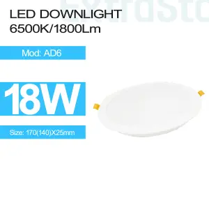 18W LED Downlight,6500K,1800 lumen