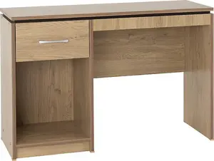 Charles Computer Desk in Oak Effect Veneer with Walnut Trim