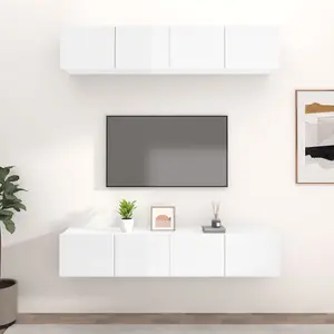 Berkfield TV Cabinets 4 pcs High Gloss White 80x30x30 cm Engineered Wood