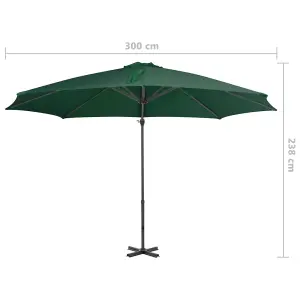 Berkfield Cantilever Umbrella with Aluminium Pole Green 300 cm