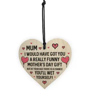 Red Ocean Funny Rude Mothers Day Gifts For Mum Novelty Wooden Heart Mum Gifts For Her