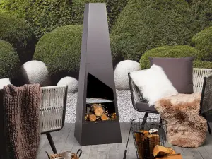 Beliani Charcoal Fire Pit Black Yate