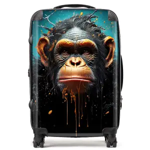 Monkey Face Splashart Blue Suitcase - Medium