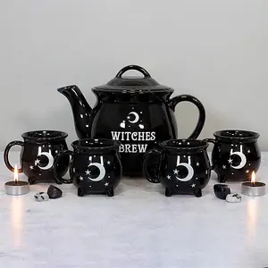 Witches Brew Ceramic Cauldron Tea Set