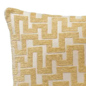 Novo Ochre 45cm x 45cm Luxury Geometric Chenille Cushion