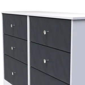 San Jose Ready assembled Indigo & white 6 Drawer Chest (H)792mm (W)1117mm (D)395mm