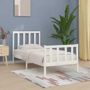 Berkfield Bed Frame White Solid Wood 100x200 cm