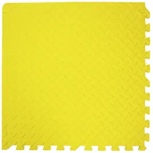 EVA Interlocking Gym/Yoga Mats in Yellow Anti-Fatigue Soft Foam Exercise Play Floor Tiles