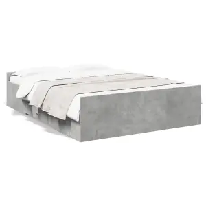 Berkfield Bed Frame with Drawers without Mattress Concrete Grey 140x190 cm