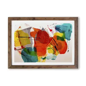 Abstract Vol.479 by S.Johnson - Single Picture Frame Painting Walnut / 62cm H x 87cm W x 2cm D