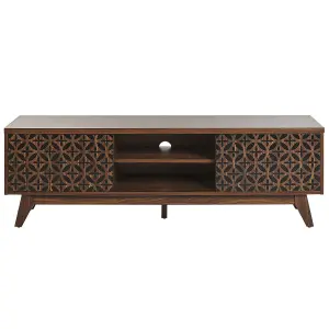 Beliani Retro TV Stand Dark Wood PRESCOT