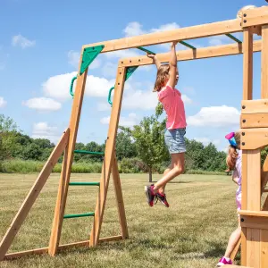 Backyard Discovery Montpelier Wooden Climbing Frame with 2 x Swings, Trapeze and 1 x Slide