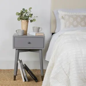 1 Drawer Bedside Table Grey