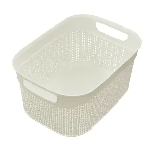 JVL Knit Design Loop, Plastic Storage Basket, Ivory