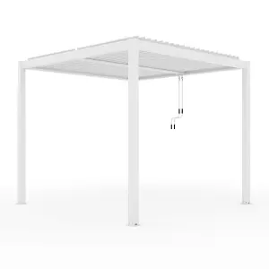 Primrose Living Deluxe White Veranda with Louvered Shutter Roof 3m x 3m