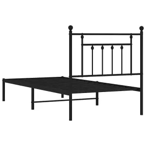 Berkfield Metal Bed Frame with Headboard Black 90x200 cm