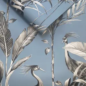 Azzurra Leaf Wallpaper Blue World of Wallpaper 9513