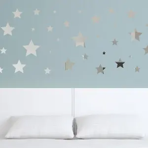 SilverStars Mirror Art - 34pcs Mirror Stickers Nursery Home Decoration Gift Ideas 34 pieces