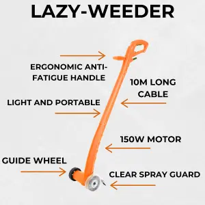 Lazy-Weeder - Electric Weed Remover Sweeper Brush - Moss Patio Block Paving Cleaner - 150W - Includes 2 Brushes