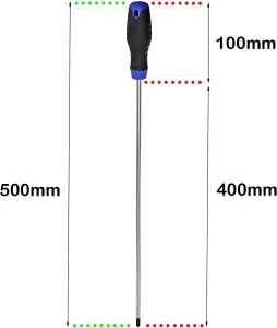 SPARES2GO Extra Long Reach Chrome Vanadium CR-V Phillips Head Screwdriver (500mm)