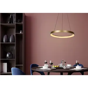 Lucide Vidal Modern Pendant Light 58cm - LED Dim. - 1x48W 2700K - Matt Gold, Brass