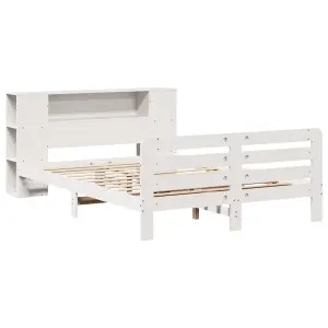 Berkfield Bed Frame without Mattress White 150x200 cm King Size Solid Wood Pine