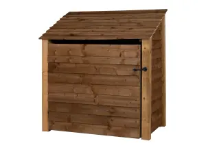 Wooden log store with door W-119cm, H-126cm, D-88cm - brown finish