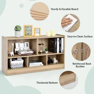 Costway Kids Storage Shelf Unit 5-Cubby Wooden Children Bookcase Toy Storage Organizer