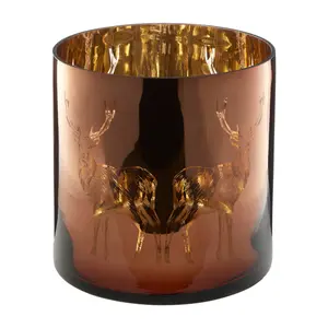 Interiors by Premier Medium Brown Stag Candle Holder, Brown Glass Construction Candle Holder, Stag Motif with Attractive Details