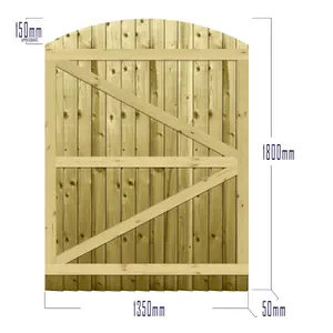 Premier Garden Supplies Pedestrian Gate 180cm (6ft) High x 135cm Wide Feather Edge Arch Top Fully Framed Single Swing Gate