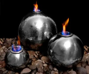 Primrose Magma Triple Sphere Stainless Steel Fire & Water Feature H27cm