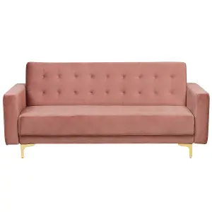 3 Seater Sofa ABERDEEN Pink Velvet