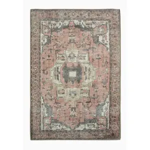 Traditional Terracotta Indoor Abstract Rug For Living Room, Hallways - 100cm X 150cm (3ft. 3in. X 4ft. 11in.)