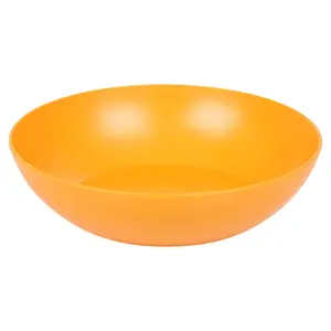 URBNLIVING 20cm Diameter 6 Pcs Orange Colour High Quality Deep Round Reusable Solid Colour Plastic Dinner & Picnic Plates