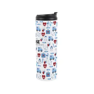 Nurse Travel Mug - Novelty Trades Gift Stainless Steel Vacuum-Sealed Double-Walled Hot/Cold Drinks Travel Flask