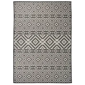 Berkfield Outdoor Flatweave Rug 120x170 cm Black Stripes