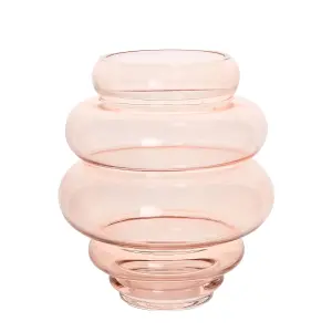 Hestia Handmade Coloured Glass Round Tapered Vase - Pink