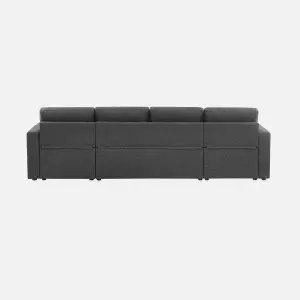 sweeek. 4-seater panoramic sofa bed in fabric Urban Charcoal Grey 281x142x86 cm