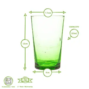 Meknes 325ml Highball Glass Set (Set of 6) Green