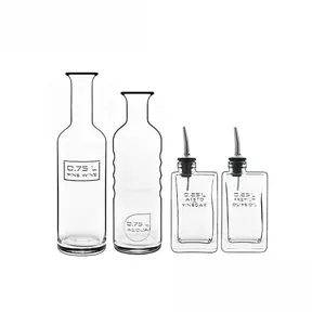 Luigi Bormioli Optima Clear Round Glass Dishwasher Safe Modern Condiment Bottle Set Pack of 4