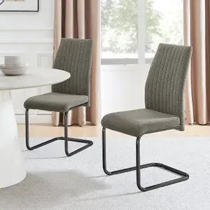 Furniturebox UK Lorenzo 2x Grey Fabric Black Leg Dining Chair