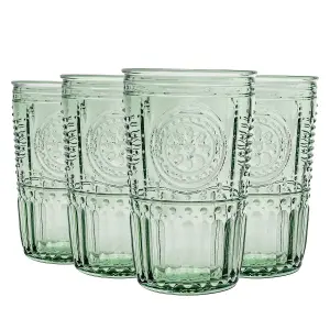 Bormioli Rocco - Romantic Highball Glasses - 475ml - Pack of 4 - Green