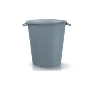 GARBAGE BUCKET GARDEN BIN WASTE PLASTIC RUBBISH CAN HEAVY DUTY Grey 80L